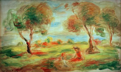 Landskap nära Cagnes Sur-Mer, med människor av Pierre Auguste Renoir