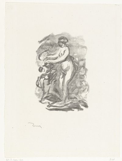 Naken kvinna som står bredvid vinstockar Femme au cep de vigne av Pierre Auguste Renoir