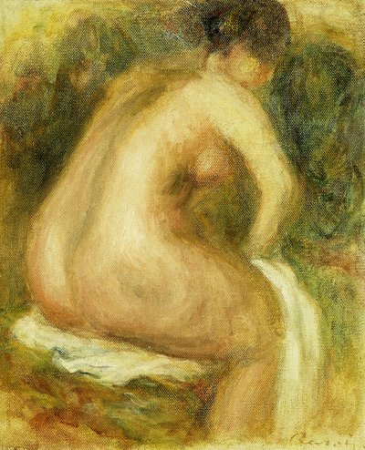 Naken kvinna som badar; Sittande naken kvinna, 1910 av Pierre Auguste Renoir