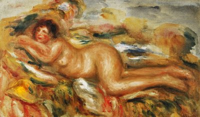 Naken kvinna på gräset; Femme Nue a l"Herbe, 1915 av Pierre Auguste Renoir