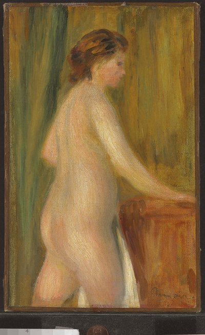 Naken med badlakan, ca 1900 av Pierre Auguste Renoir