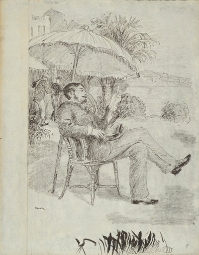 On the Terrace of a Hotel in Bordighera: Målaren Jean Martin recenserar sin räkning (Illustration till Edmond Renoirs "L