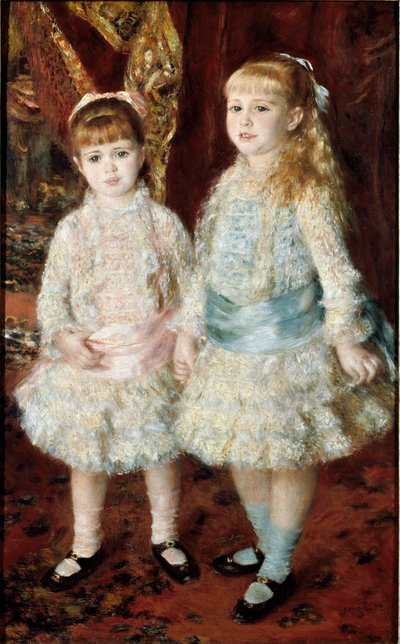 Rosa och blå (The Cahen Ladies of Antwerp). Målning av Pierre Auguste Renoir (Pierre-Auguste av Pierre Auguste Renoir