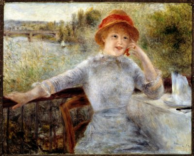 Porträtt av Alphonsine Fournaise - olja på duk av Pierre-Auguste Renoir