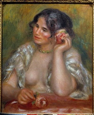 Porträtt av Gabrielle med en ros (1878 - 1959). Målning av Pierre Auguste Renoir (1841-1919) av Pierre Auguste Renoir