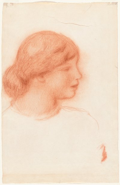 Profil av en ung kvinna, ca. 1910. av Pierre Auguste Renoir
