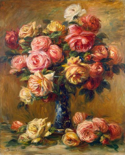 Rosor i en vas, c1910. av Pierre Auguste Renoir