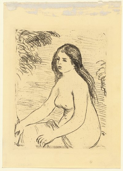Sittande naken kvinna av Pierre Auguste Renoir