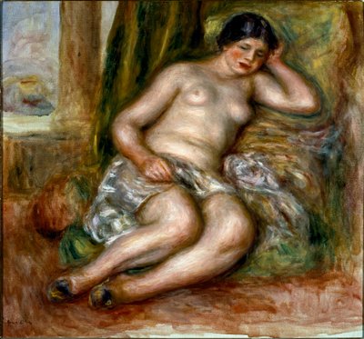 Sova odalisque eller tofflor Odalisque. Målning av Pierre Auguste Renoir (Pierre-Auguste av Pierre-Auguste Renoir