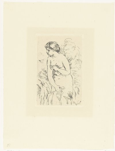 Stående naken kvinna eller badande Baigneuse debout a mi jambes av Pierre Auguste Renoir