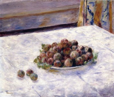 Stilleben, katrinplommon på en tallrik, c.1884 av Pierre Auguste Renoir