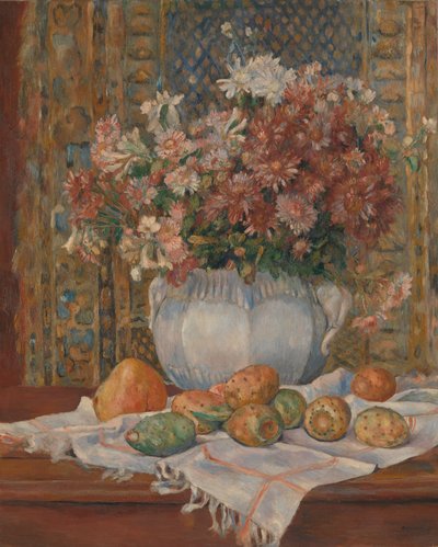 Stilleben med blommor och prickly Pears, ca 1885 (olja på duk) av Pierre-Auguste Renoir