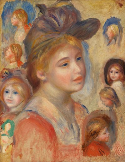 Studie av flickhuvuden av Pierre-Auguste Renoir