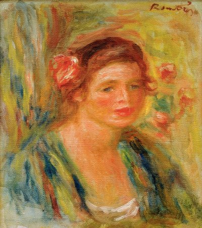 Huvud av en ung kvinna (Porträtt av Gabrielle) av Pierre Auguste Renoir