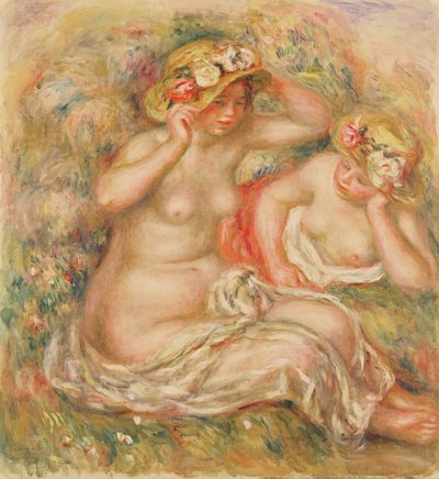 Två nakna personer med hattar av Pierre Auguste Renoir