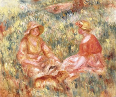 Två kvinnor i gräset, c.1910 av Pierre Auguste Renoir