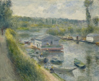 Tvätthusbåt vid Bas-Meudon, ca 1874 av Pierre Auguste Renoir