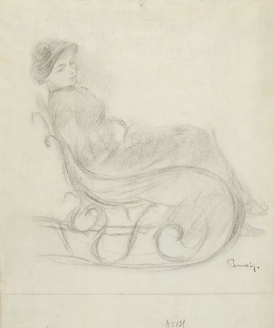 Kvinna som sitter i en stol (recto); Kvinna i en stol, sedd bakifrån (verso) av Pierre Auguste Renoir