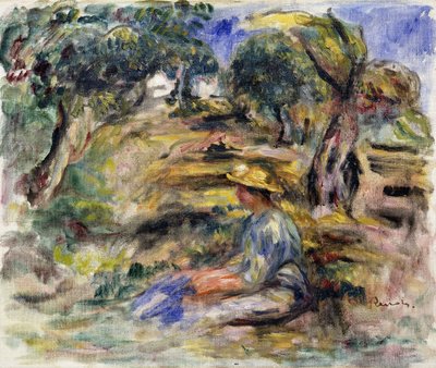 Kvinna i blått, sittande; Sittande kvinna i blått, av Pierre Auguste Renoir