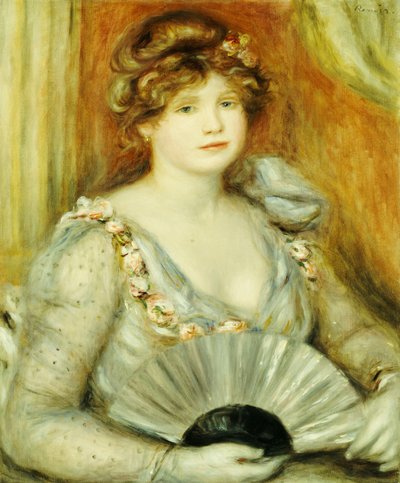 Kvinna med en fläkt av Pierre Auguste Renoir
