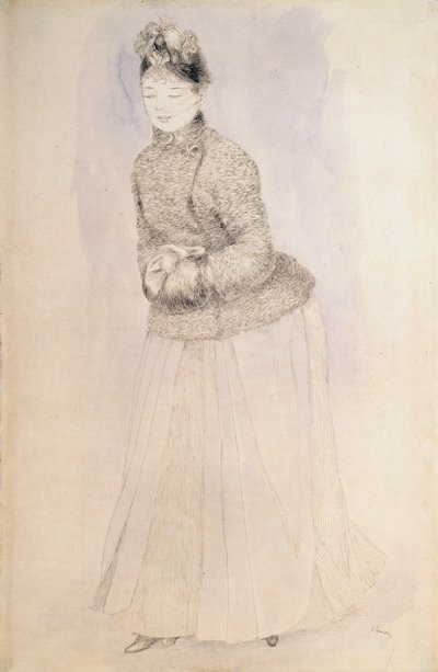 Frau mit Muff, um 1883-1884 von Pierre Auguste Renoir