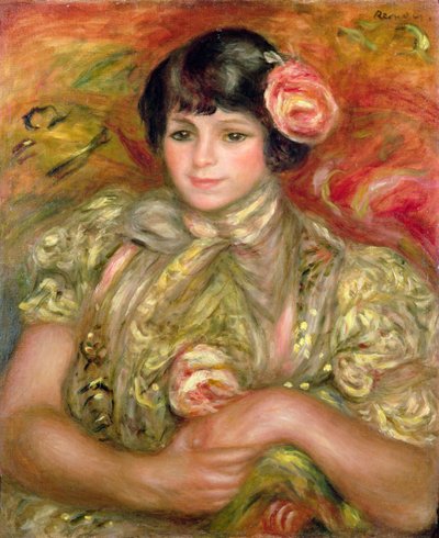 Kvinna med en ros av Pierre Auguste Renoir