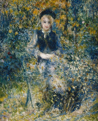 Ung flicka på en bänk; Den unga flickan på bänken, 1875 av Pierre Auguste Renoir