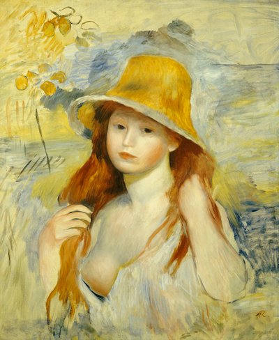 Ung flicka med stråhatt, 1884 av Pierre Auguste Renoir