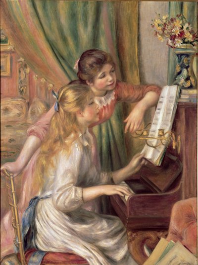 Unga flickor vid pianot av Pierre Auguste Renoir
