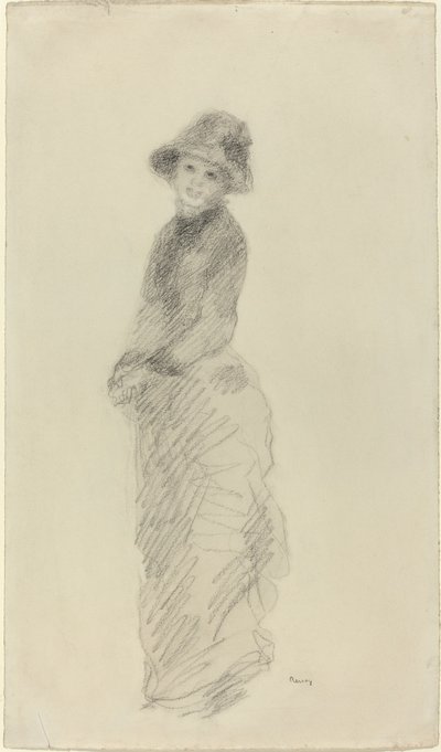 Ung kvinna stående, ca. 1880. av Pierre Auguste Renoir