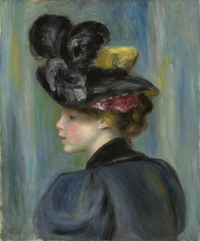 Ung kvinna med svart hatt; Ung kvinna i en svart hatt, 1895 av Pierre Auguste Renoir