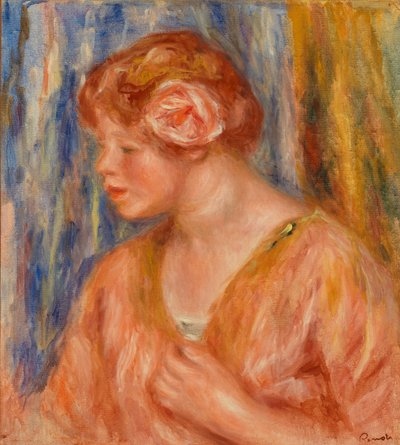 Ung kvinna med ros av Pierre Auguste Renoir