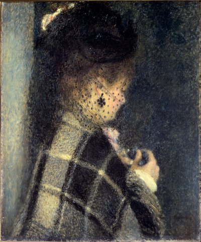 Ung kvinna med en liten slöja, ca 1870 (olja på duk) av Pierre Auguste Renoir