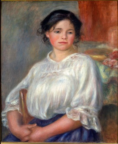 Ung flicka sittande av Pierre Auguste Renoir