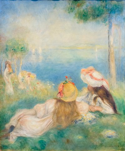 Unga flickor vid havet, ca. 1894 (olja på duk) av Pierre Auguste Renoir