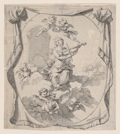 St. Cecilia på molnen upprätthålls av änglar, 1696., 1696. av Pierre Berchet