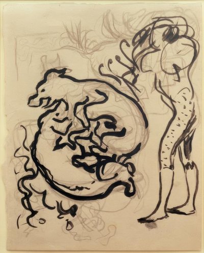 Hundar som leker och en figur av Pierre Bonnard