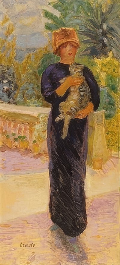 Dam med katt. 1912 av Pierre Bonnard
