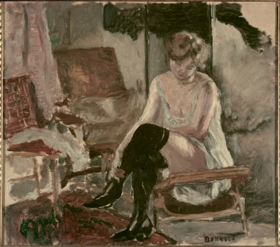 Studie av en ung kvinna på sin långa schäslong av Pierre Bonnard