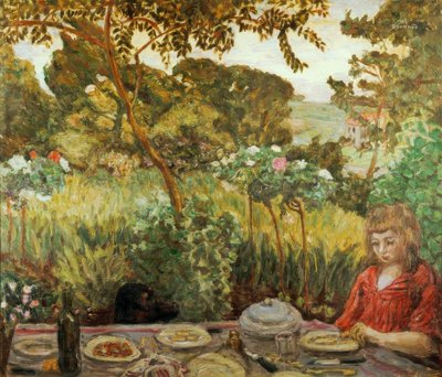 Slut på måltid i trädgården av Pierre Bonnard