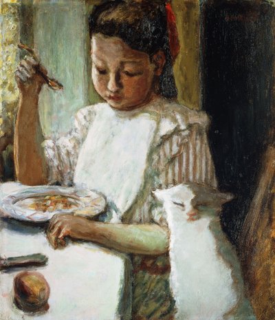 Spädbarn och katt; L
