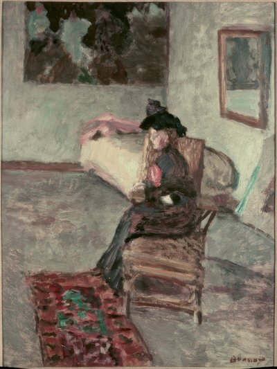 Kvinna med en ros eller kvinna i en interiör av Pierre Bonnard