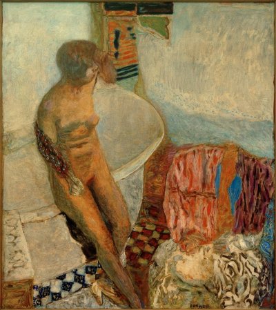 Naken i badkaret (Ut ur badet) av Pierre Bonnard