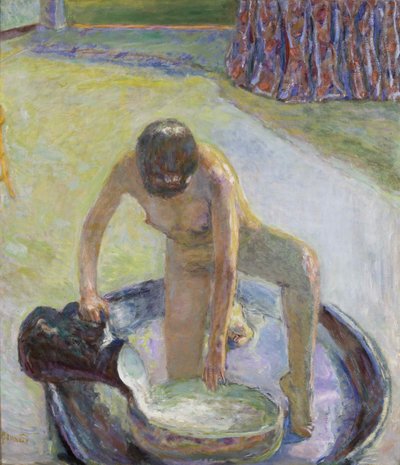 Naken hukar i badkaret Nu accroupi au badkar, 1918. av Pierre Bonnard