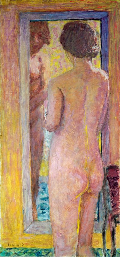 Naken framför en spegel, 1934 av Pierre Bonnard