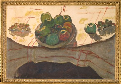 Stilleben, en tallrik med frukt (målning på duk) av Pierre Bonnard