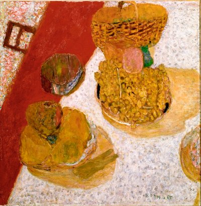 Bordshörn Still Life of Fruit. Målning av Pierre Bonnard (1867-1947) 1935 Dim. 67x63,5 cm Paris, Musee national d