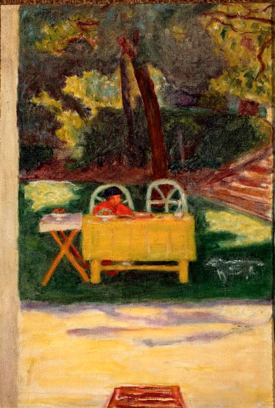 Provsmakning i trädgården. Målning av Pierre Bonnard (1867-1947), cirka 1910. Olja på duk, Sol: 65x44cm Milano, Privat samling av Pierre Bonnard