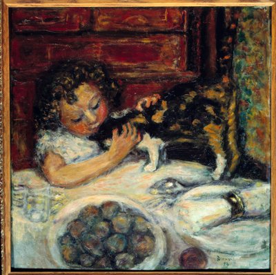 Lilla flickan med katten av Pierre Bonnard