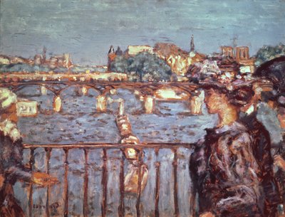 Pont des Arts, ca 1905 (olja på kort lagt på trä) av Pierre Bonnard